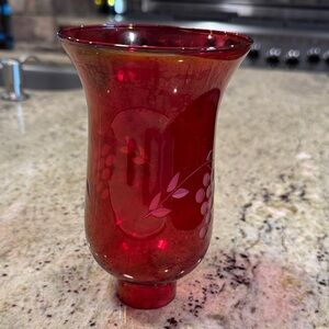 Vintage Elegant Red Glass globe for candle holder or sconce.